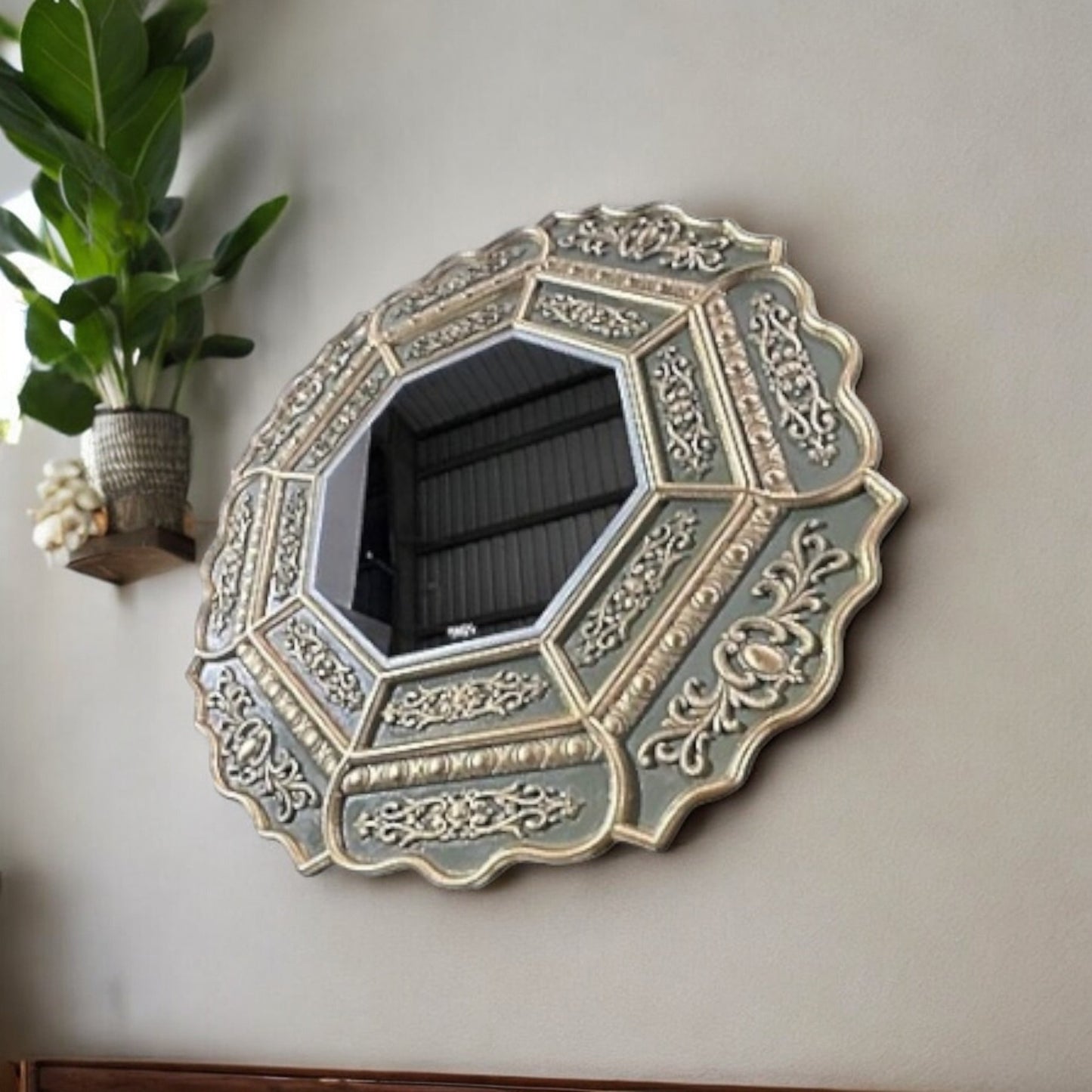 Antique Octagonal Wall Mirror